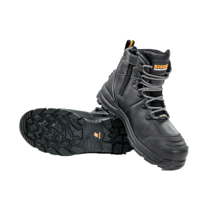 Bison XT Zip Side Lace Up Safety Boot Black Size 11 Wide