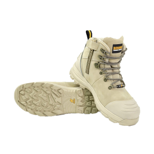 Bison XT Zip Side Lace Up Safety Boot Stone Size 8 Wide