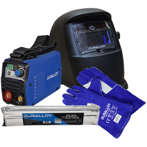 Duralloy 140 Mini  bundle with Auto Helmet, Gloves & 2.5kg Electrodes